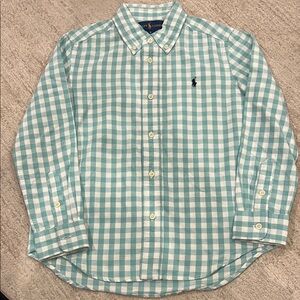 Ralph Lauren Boy’s Aqua Checkered Button Down Shirt
